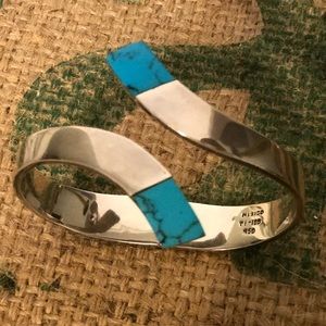 Sterling Silver hinge bracelet w/turquoise